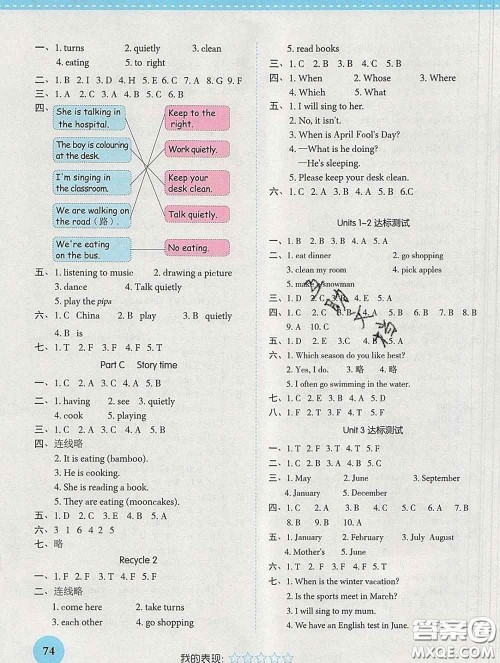 西安出版社2020新版黄冈随堂练五年级英语下册人教版答案