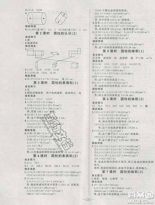 2020新版A+优化作业本六年级数学下册人教版参考答案