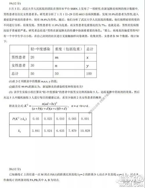 2020年内蒙古赤峰市高三4月模拟考试文科数学试题及答案