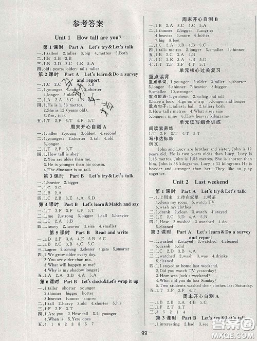 2020新版A+优化作业本六年级英语下册人教版参考答案 2020新版A+优化作业本六年级英语下册人教版参考答案