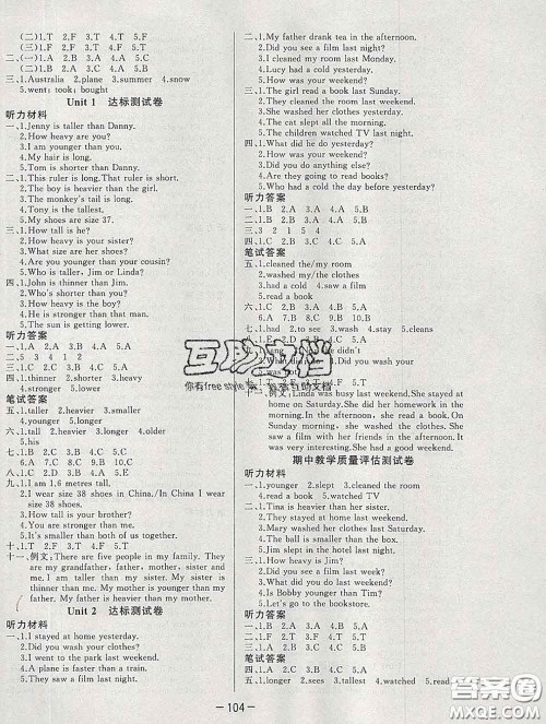 2020新版A+优化作业本六年级英语下册人教版参考答案 2020新版A+优化作业本六年级英语下册人教版参考答案