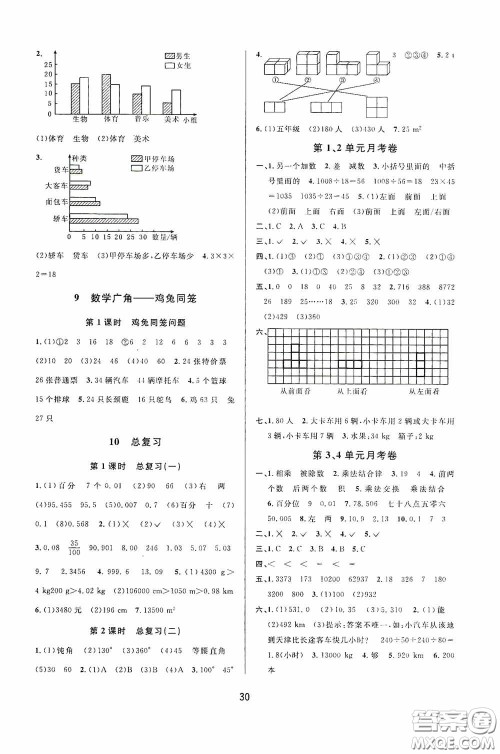 河海大学出版社2020同步特训小博士四年级数学人教版下册答案