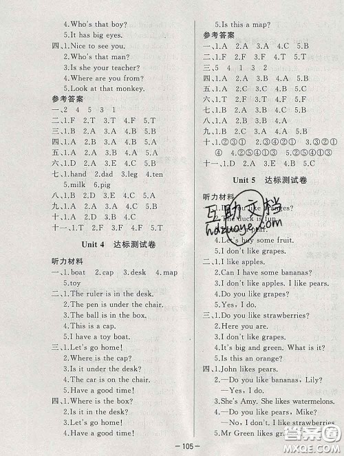 2020新版A+优化作业本三年级英语下册人教版参考答案 2020新版A+优化作业本三年级英语下册人教版参考答案