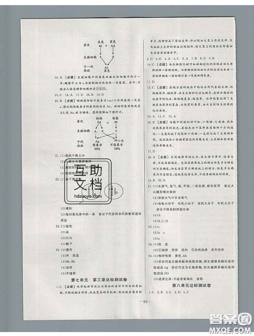 2020新版A+优化作业本八年级生物下册人教版参考答案