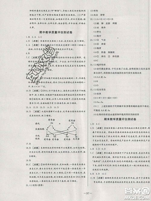 2020新版A+优化作业本八年级生物下册人教版参考答案