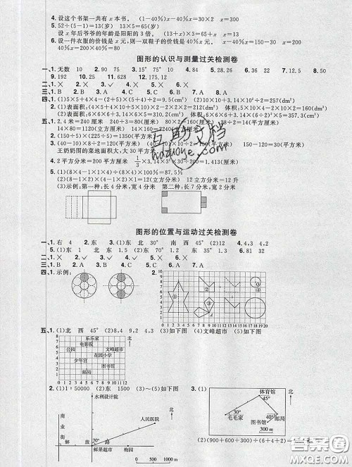 2020新版阳光同学一线名师全优好卷六年级数学下册青岛版答案 2020新版阳光同学一线名师全优好卷六年级数学下册青岛版答案