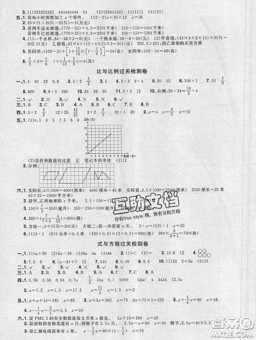 2020新版阳光同学一线名师全优好卷六年级数学下册青岛版答案 2020新版阳光同学一线名师全优好卷六年级数学下册青岛版答案