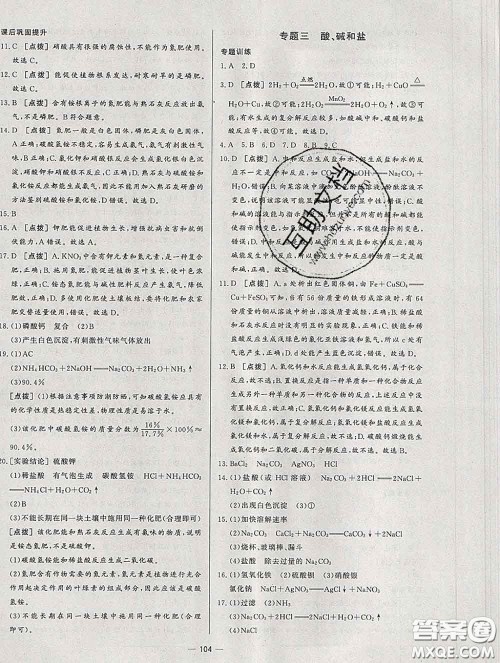 2020新版A+优化作业本九年级化学下册人教版参考答案 2020新版A+优化作业本九年级化学下册人教版参考答案