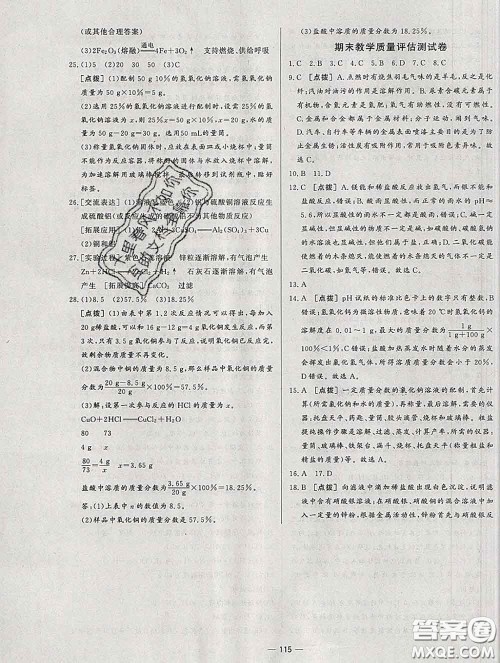 2020新版A+优化作业本九年级化学下册人教版参考答案 2020新版A+优化作业本九年级化学下册人教版参考答案