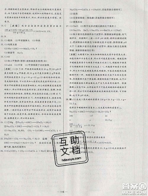 2020新版A+优化作业本九年级化学下册人教版参考答案 2020新版A+优化作业本九年级化学下册人教版参考答案