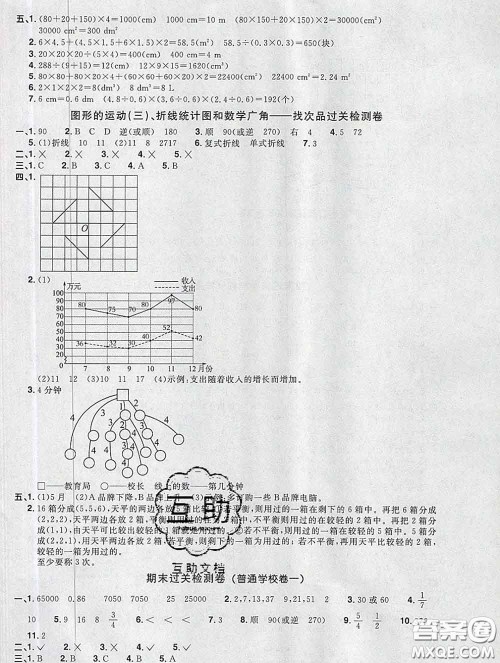 2020新版阳光同学一线名师全优好卷五年级数学下册人教版广东专版答案 2020新版阳光同学一线名师全优好卷五年级数学下册人教版广东专版答案
