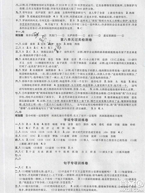 2020新版阳光同学一线名师全优好卷五年级语文下册人教版广东专版答案 2020新版阳光同学一线名师全优好卷五年级语文下册人教版广东专版答案