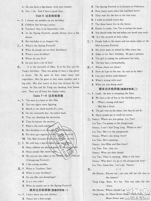 2020新版阳光同学一线名师全优好卷五年级英语下册译林版答案 2020新版阳光同学一线名师全优好卷五年级英语下册译林版答案