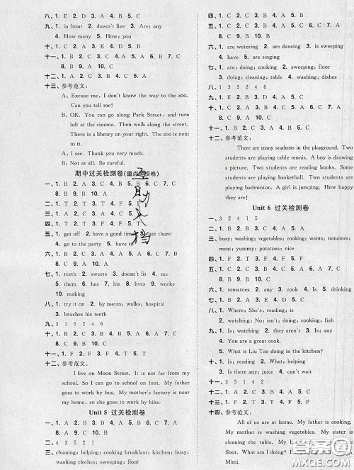 2020新版阳光同学一线名师全优好卷五年级英语下册译林版答案