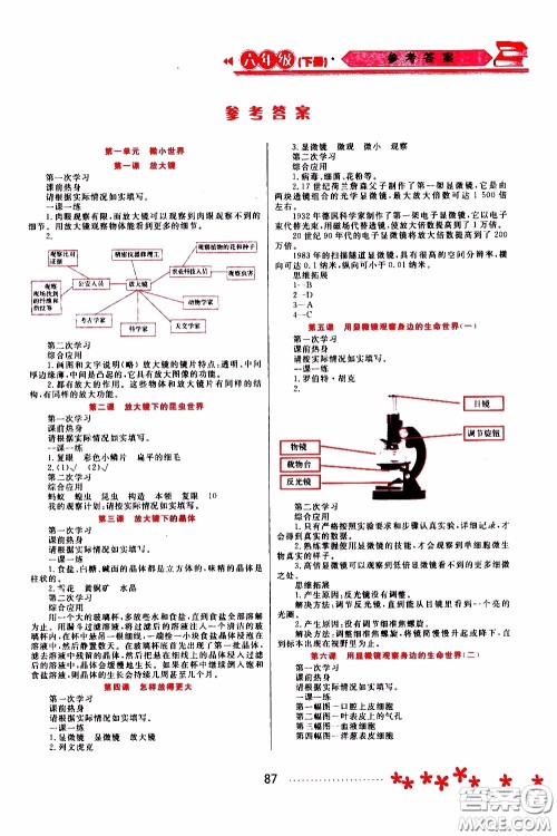 黑龙江教育出版社2020年资源与评价科学六年级下册教科版参考答案