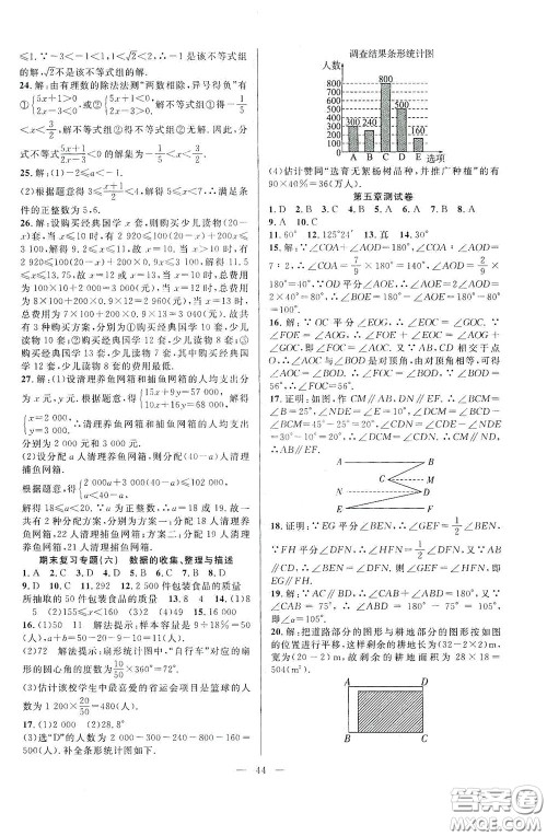 合肥大学出版社2020全频道课时作业七年级数学下册人教版答案