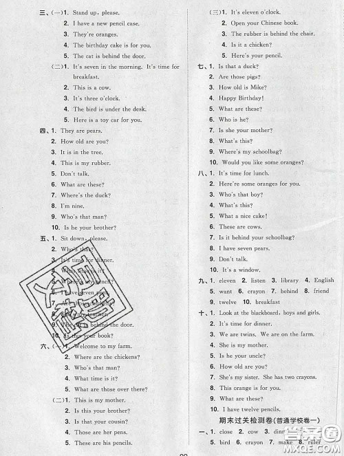 2020新版阳光同学一线名师全优好卷三年级英语下册译林版答案 2020新版阳光同学一线名师全优好卷三年级英语下册译林版答案