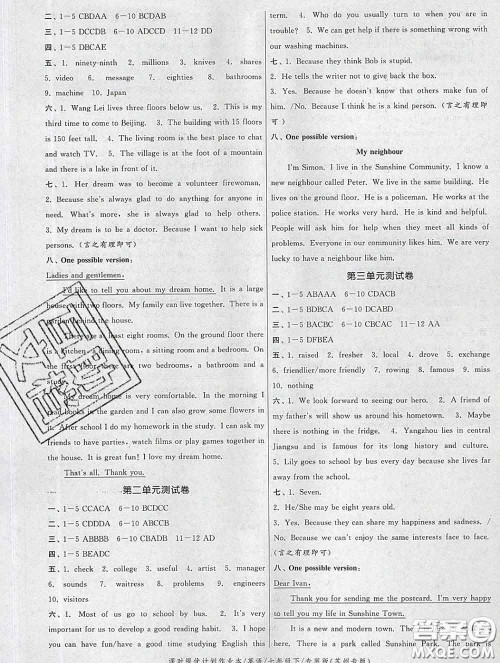 2020新版课时提优计划作业本七年级英语下册苏州专版答案