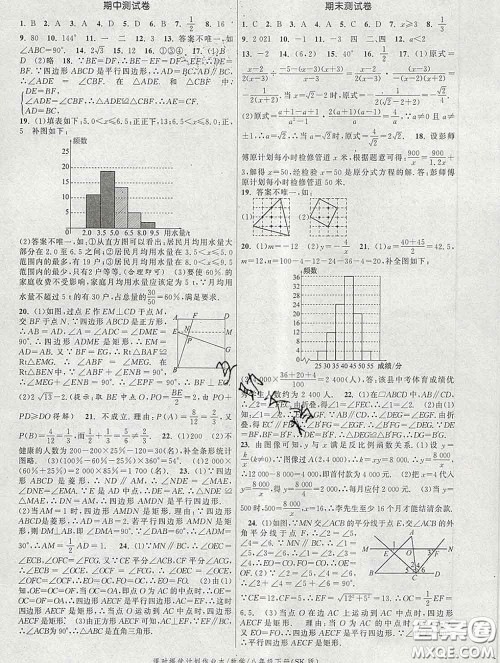 2020新版课时提优计划作业本八年级数学下册苏科版答案