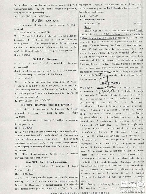 2020新版课时提优计划作业本八年级英语下册苏州专版答案 2020新版课时提优计划作业本八年级英语下册苏州专版答案