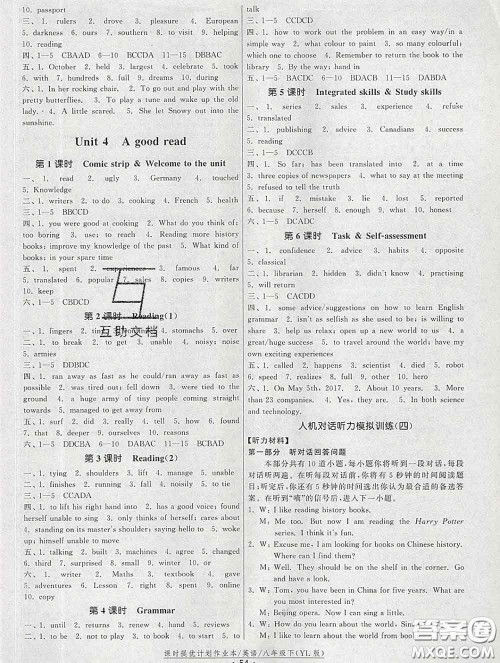 2020新版课时提优计划作业本八年级英语下册译林版答案 2020新版课时提优计划作业本八年级英语下册译林版答案