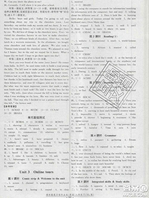 2020新版课时提优计划作业本八年级英语下册译林版答案 2020新版课时提优计划作业本八年级英语下册译林版答案