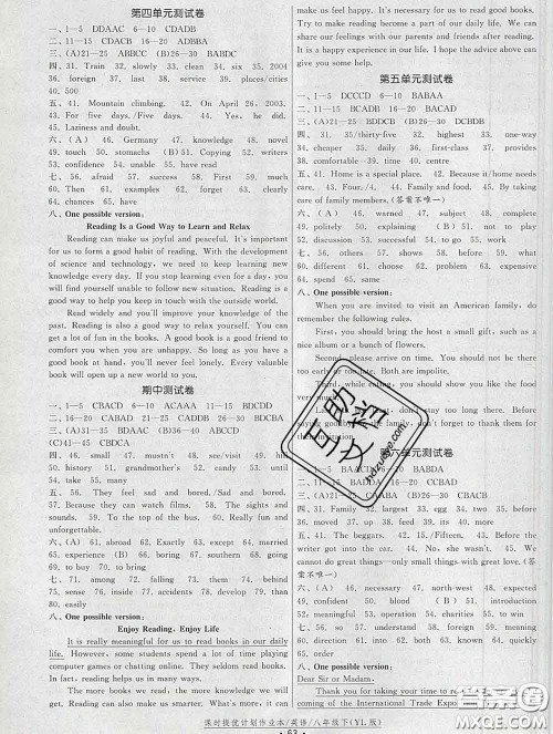 2020新版课时提优计划作业本八年级英语下册译林版答案 2020新版课时提优计划作业本八年级英语下册译林版答案