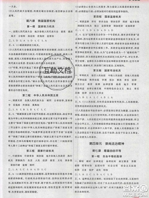 2020新版课时提优计划作业本八年级道德与法治下册人教版答案 2020新版课时提优计划作业本八年级道德与法治下册人教版答案