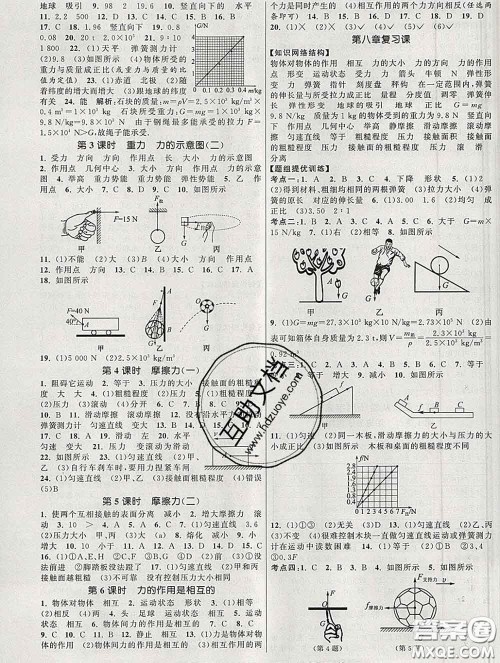 2020新版课时提优计划作业本八年级物理下册苏科版答案