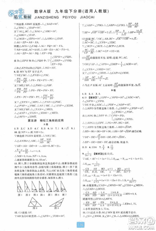 华东师范大学出版社2020尖子生培优教材九年级数学人教版A版全一册下分册双色板答案