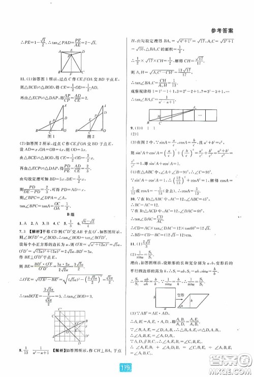 华东师范大学出版社2020尖子生培优教材九年级数学人教版A版全一册下分册双色板答案