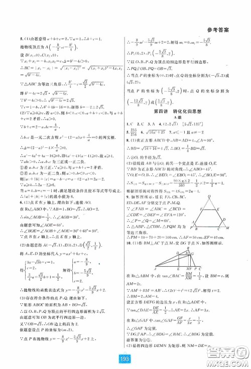 华东师范大学出版社2020尖子生培优教材九年级数学人教版A版全一册下分册双色板答案