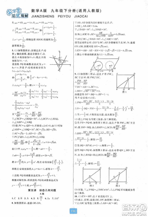 华东师范大学出版社2020尖子生培优教材九年级数学人教版A版全一册下分册双色板答案