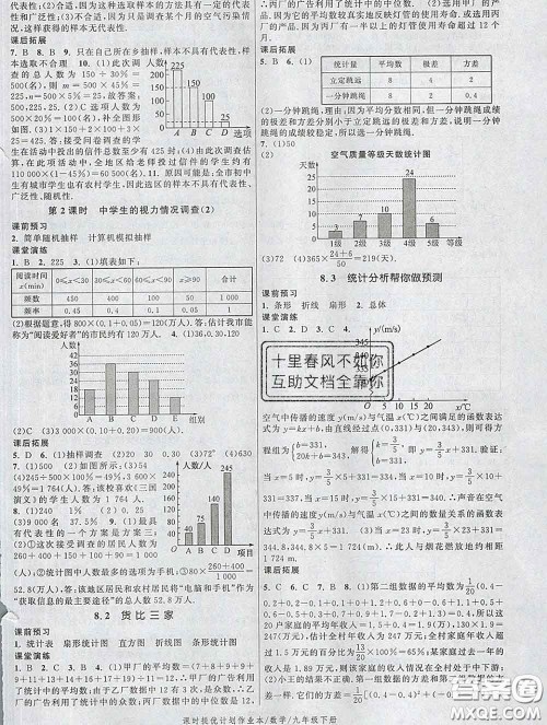 2020新版课时提优计划作业本九年级数学下册苏科版答案