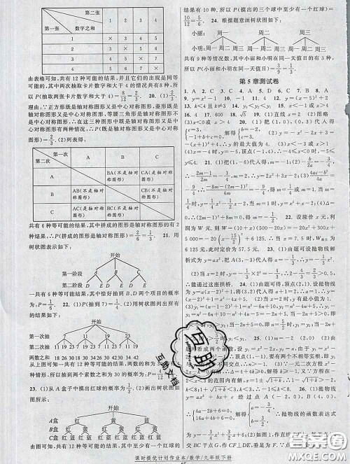 2020新版课时提优计划作业本九年级数学下册苏科版答案