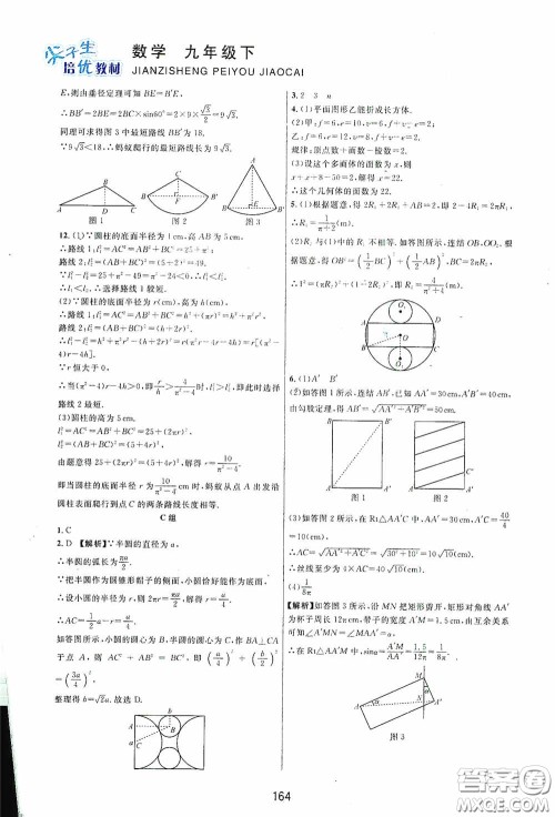 浙江教育出版社2020尖子生培优教材九年级下册数学浙教版双色版答案