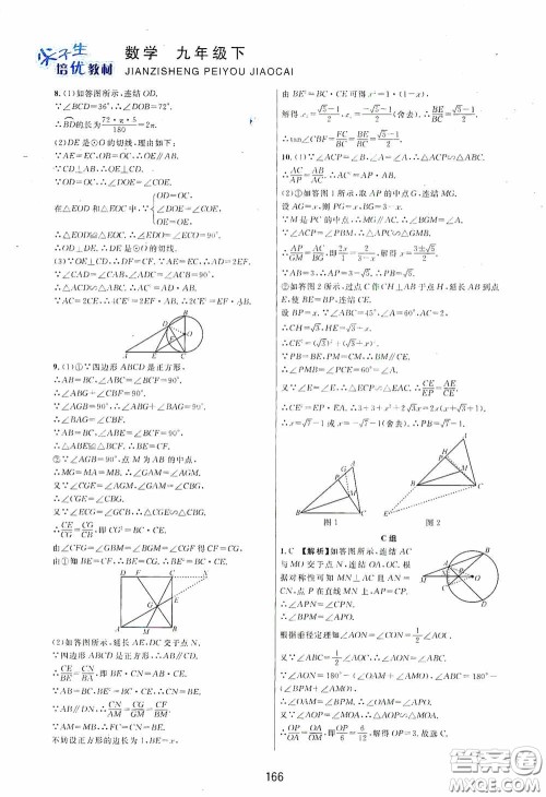 浙江教育出版社2020尖子生培优教材九年级下册数学浙教版双色版答案