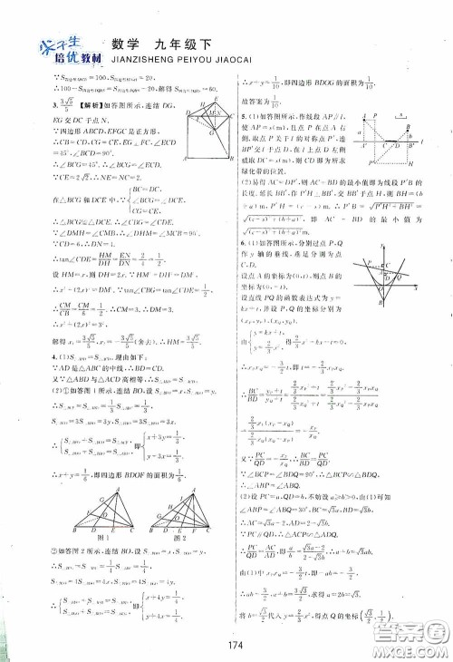 浙江教育出版社2020尖子生培优教材九年级下册数学浙教版双色版答案