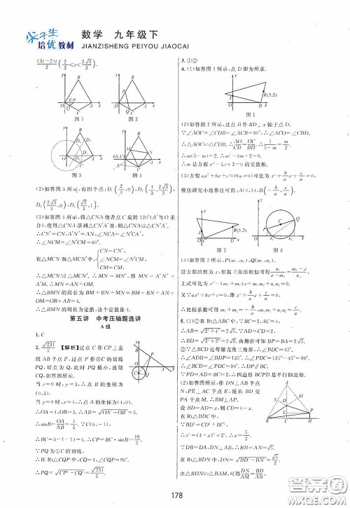 浙江教育出版社2020尖子生培优教材九年级下册数学浙教版双色版答案