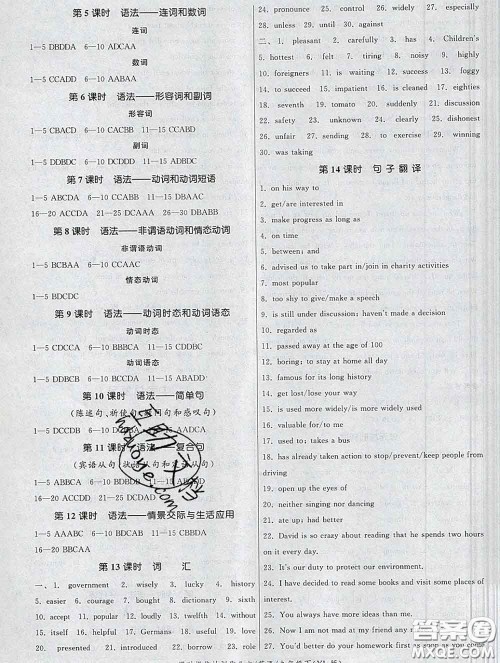 2020新版课时提优计划作业本九年级英语下册译林版答案 2020新版课时提优计划作业本九年级英语下册译林版答案