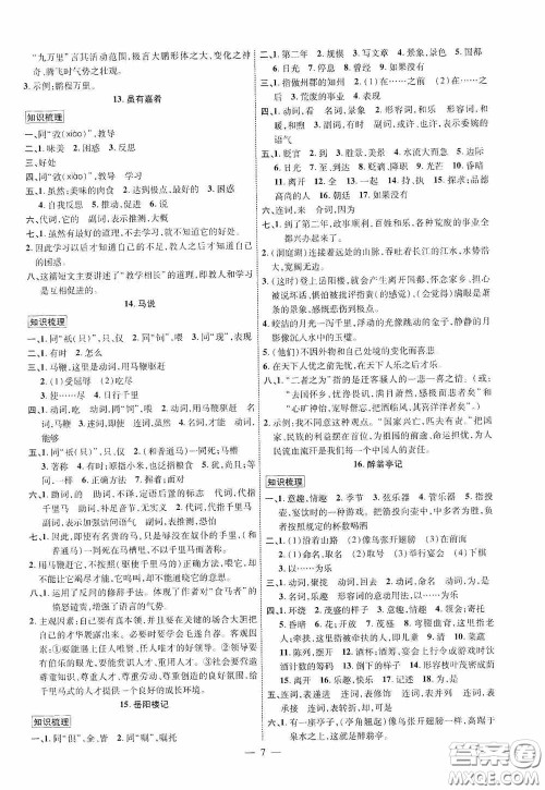 2020陕西中考总复习优化指导语文精讲版答案 2020陕西中考总复习优化指导语文精讲版答案