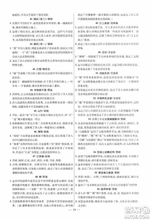 2020陕西中考总复习优化指导语文精讲版答案 2020陕西中考总复习优化指导语文精讲版答案