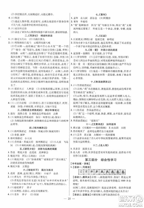 2020陕西中考总复习优化指导语文精讲版答案