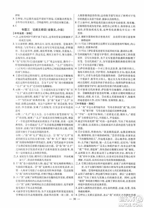 2020陕西中考总复习优化指导语文精讲版答案 2020陕西中考总复习优化指导语文精讲版答案