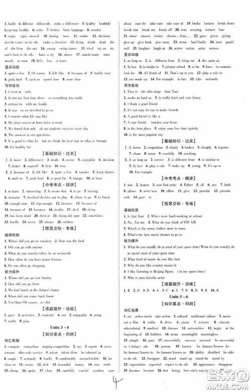 世界图书出版公司2020陕西中考总复习优化指导精讲版英语人教版答案 世界图书出版公司2020陕西中考总复习优化指导精讲版英语人教版答案