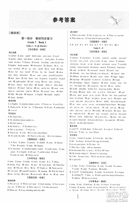 世界图书出版公司2020陕西中考总复习优化指导精讲版英语人教版答案 世界图书出版公司2020陕西中考总复习优化指导精讲版英语人教版答案