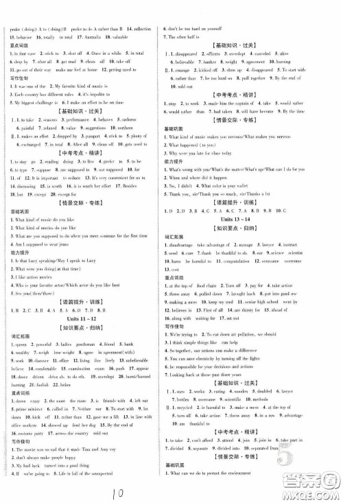 世界图书出版公司2020陕西中考总复习优化指导精讲版英语人教版答案 世界图书出版公司2020陕西中考总复习优化指导精讲版英语人教版答案