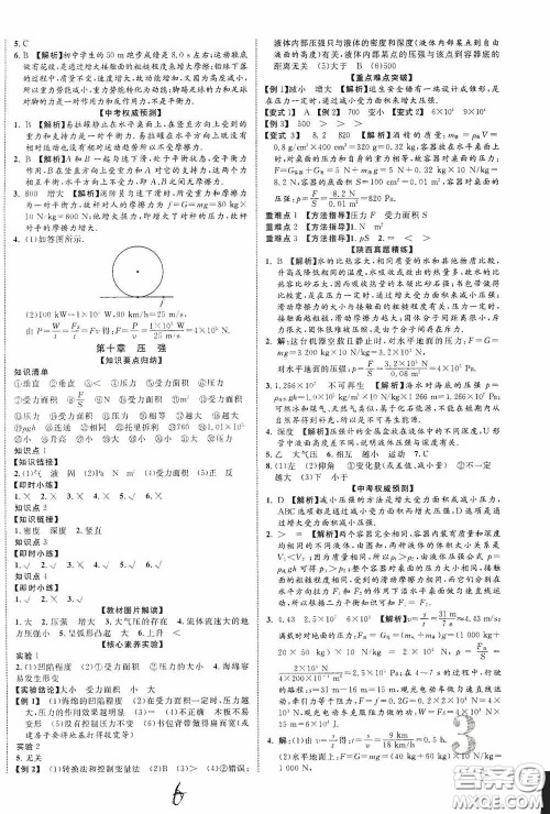 世界图书出版公司2020陕西中考总复习优化指导精讲版物理答案