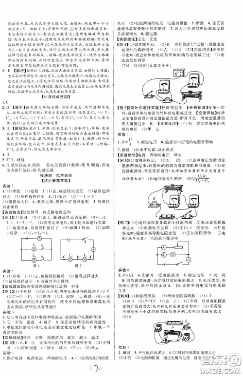 世界图书出版公司2020陕西中考总复习优化指导精讲版物理答案