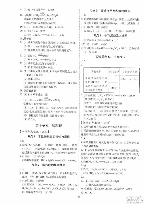 2020河南省初中毕业生学业考试复习指导+化学答案